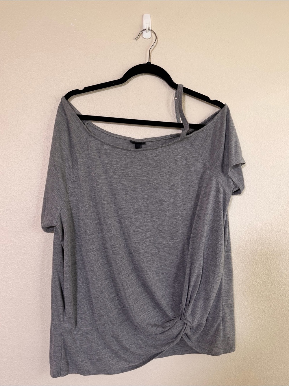 Torrid Gray Knot-Hem Women's Off-Shoulder Tee